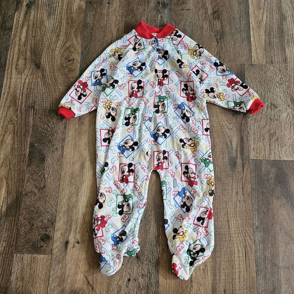 Vintage Disney Baby Mickey Collection Footed Sleeper Size Medium 12M